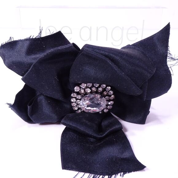 Vintage Neiman Marcus Silk Raw Edge Crystal Statement Wide Cuff Bracelet NWT 398 - Picture 3 of 10